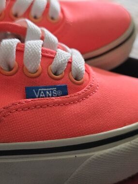 Vans Neon Coral Canvas Sneakers with White Laces